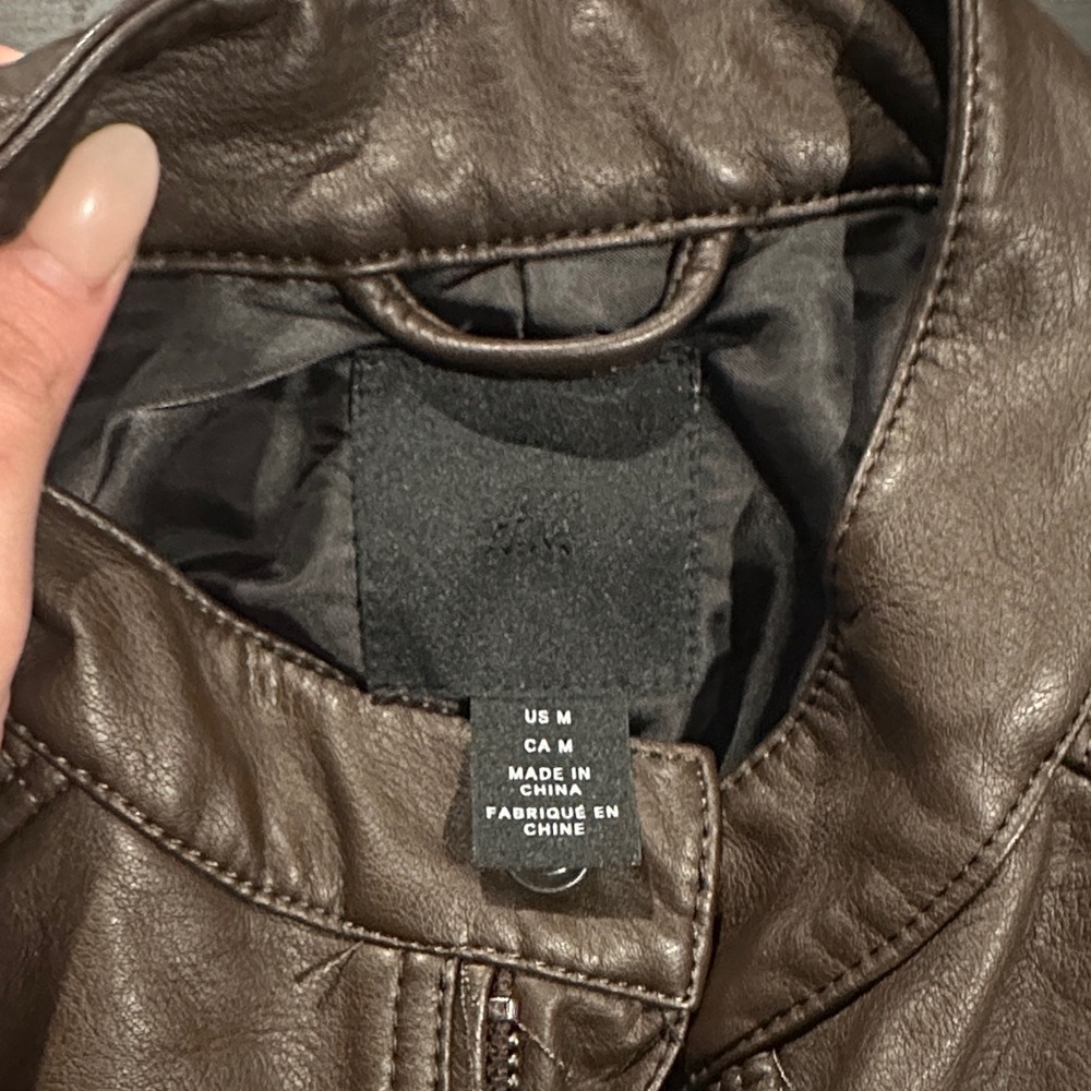 H&M Men's Brown Leather Jacket - Picture 2 of 2